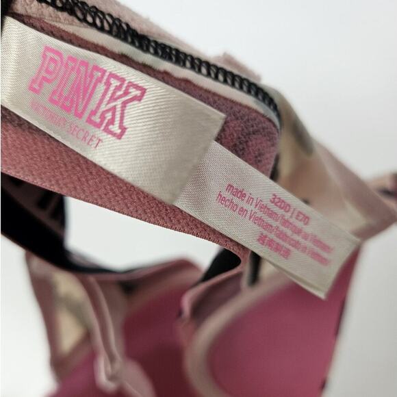 Vtg Y2k PINK Victoria Secret Camo Pink Super Push Up Bra Womans Size 32DD - Picture 5 of 6